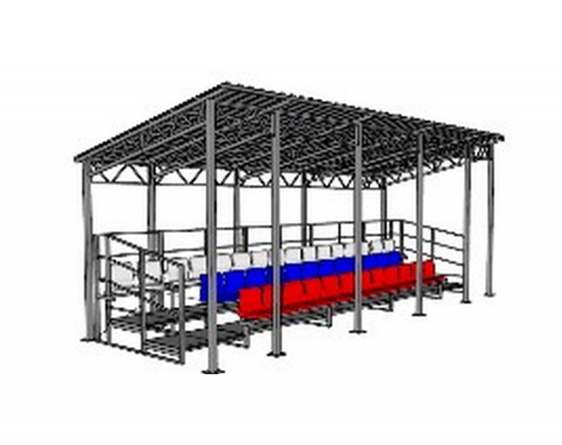 Трибуна сборно-разборная 3-х рядная на 40 мест (с навесом из профлиста)